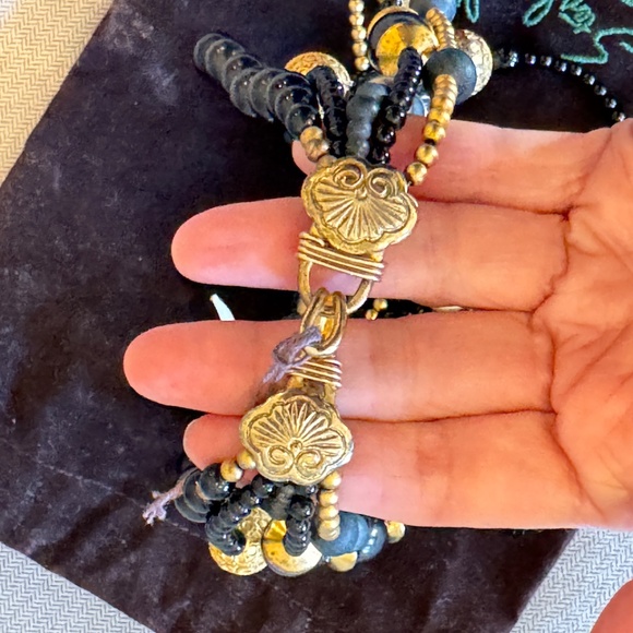 Stephen Dweck Black Agate Vermeil Multi Strand Horn Black Jade Necklace - Picture 4 of 10